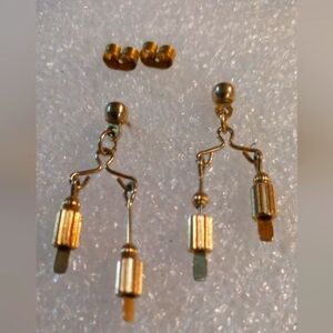 Vintage Gold Overlay Sterling Silver 70s Thai Dangle Earrings